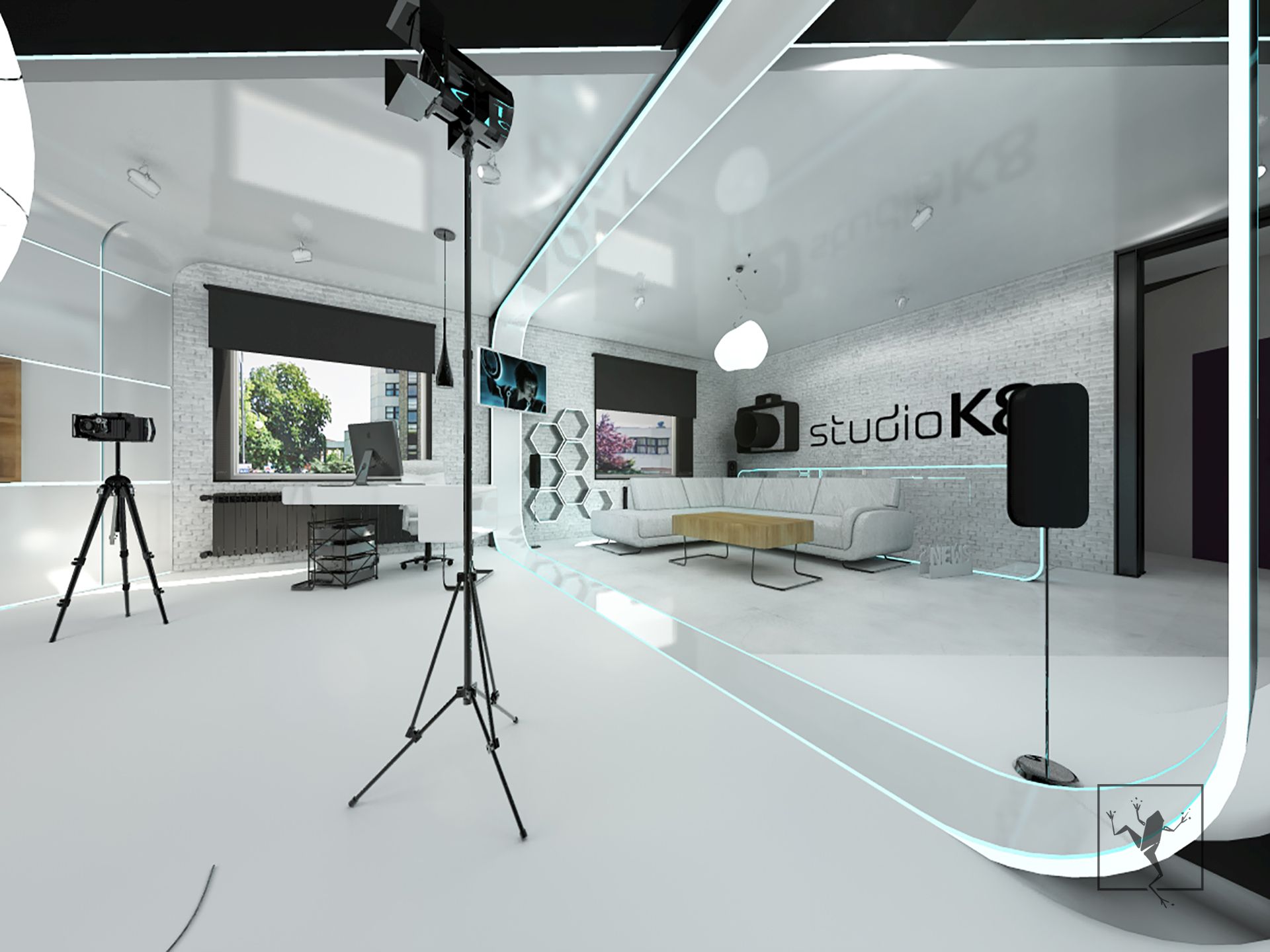 Projekt wnętrza studio fotograficzne K8 w Gliwicach | Frog Studio - projektowanie wnętrz | architektura
