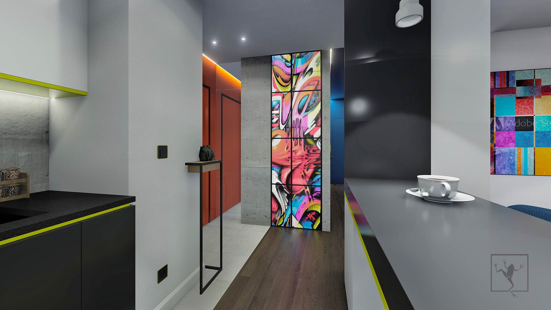 Odwazne kolory mieszkania w Warszawie | Frog Studio - projektowanie wnętrz