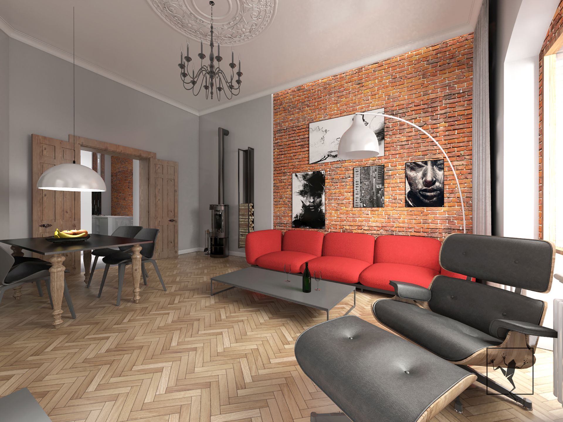 Projekt wnętrza mieszkania w kamienicy Zabrze | Frog Studio - projektowanie wnętrz | architektura