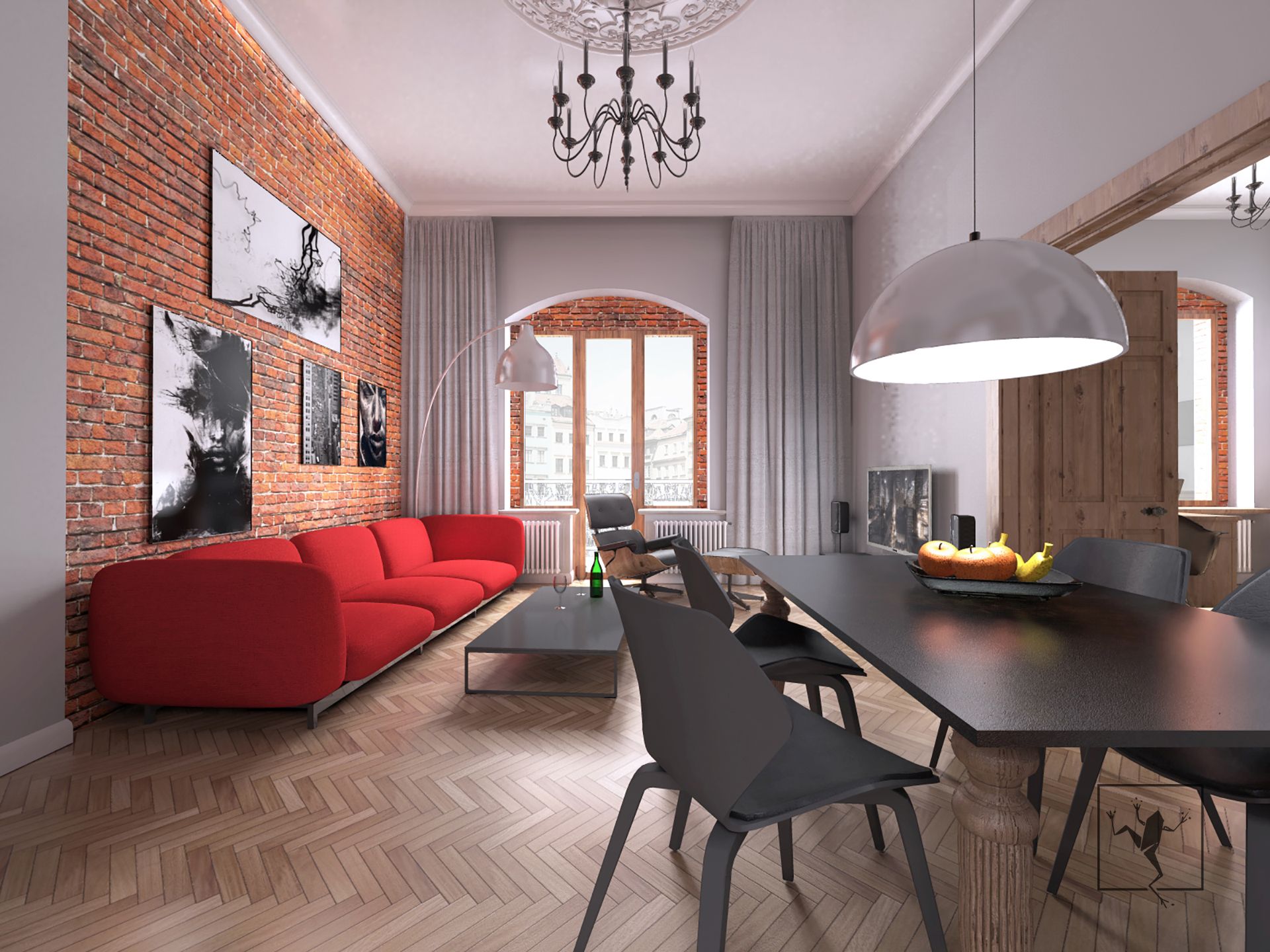 Projekt wnętrza mieszkania w kamienicy Zabrze | Frog Studio - projektowanie wnętrz | architektura
